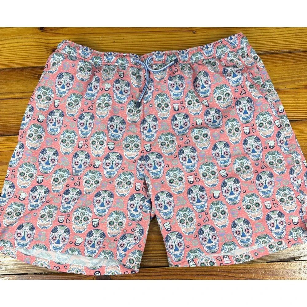Peter Millar Seaside Swim Trunks Mens XXL Skulls Board Shorts